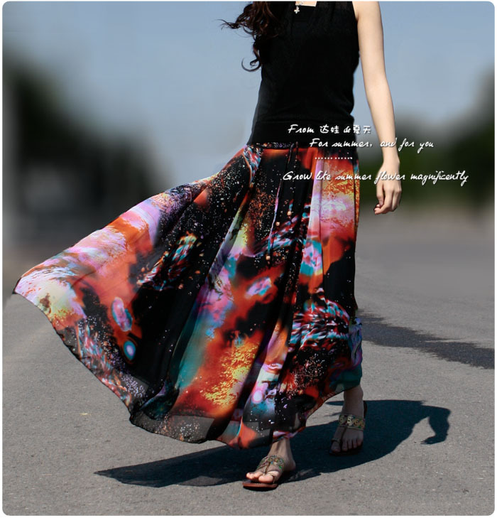 Chiffon half-length full dress 7 expansion skirt new arrival Leather