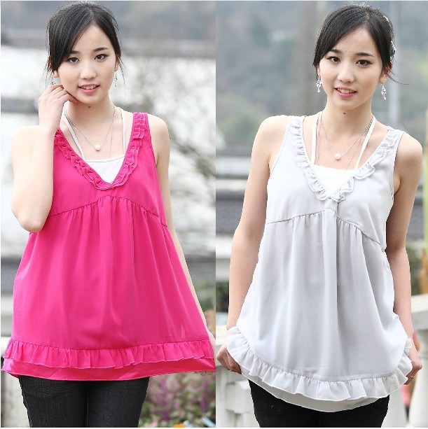 Chiffon sleeveless elegant maternity top ys372706