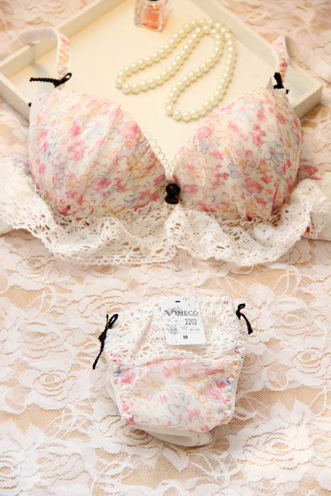 Chiffon small fresh lace ruffle underwear set bra 2202