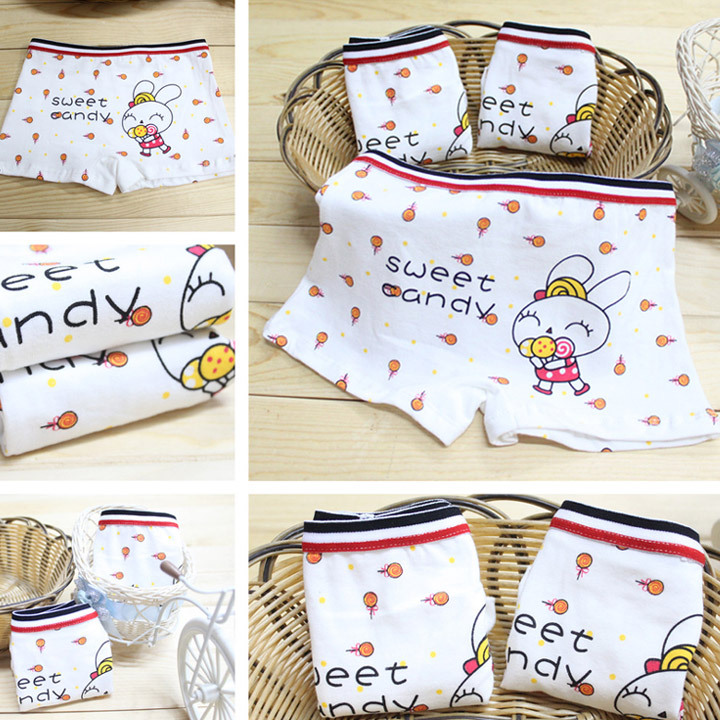 Child 100% cotton female child trunk girl lollipop rabbit shorts 100% cotton four angle panties