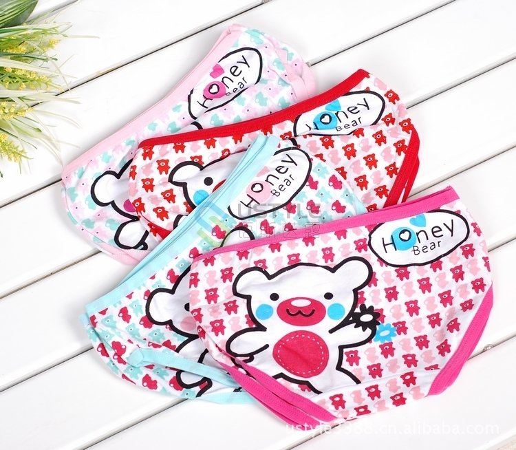 Child 100% cotton panties bear trigonometric panties