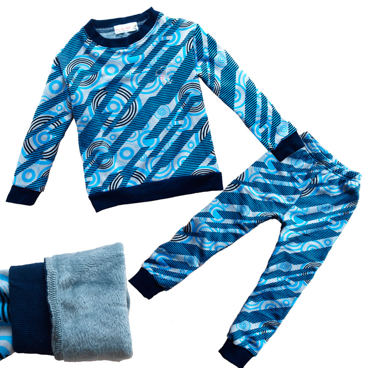 Child 100% cotton thickening thermal underwear set SNOOPY plus velvet wool liner lounge twinset