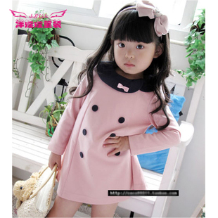 Child 2013 female child pink trench long-sleeve dress outerwear top children's clothing spring and autumn