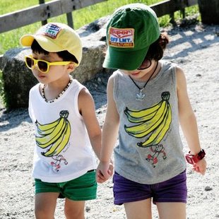 Child 2013 T-shirt sleeveless vest male girls top clothing 3e-8 5010