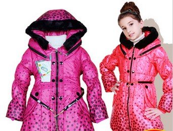 Child 80% white duck down coat & winter medium-long thickening princess outwear