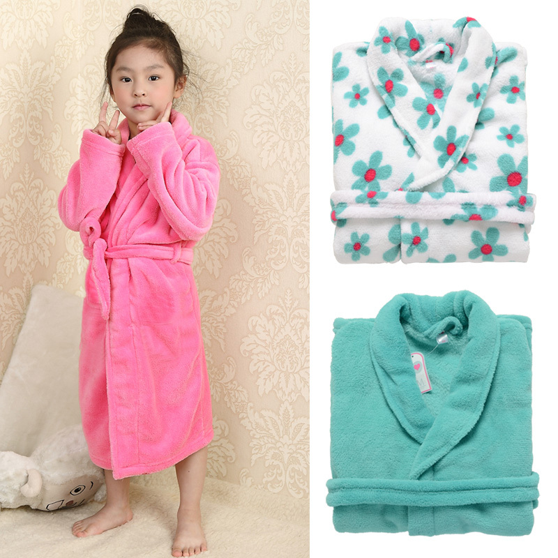 Child autumn and winter bathrobe robe female child derlook robe comfortable coral fleece bathrobe plus size available