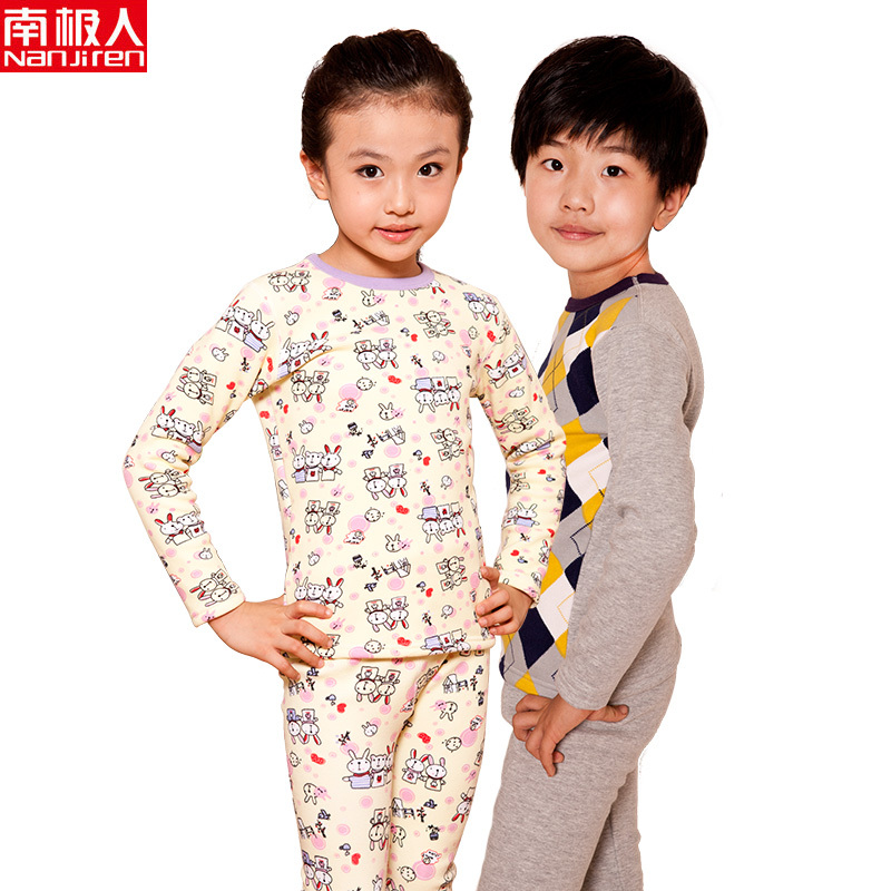 Child autumn and winter thermal underwear set plus velvet thickening underwear