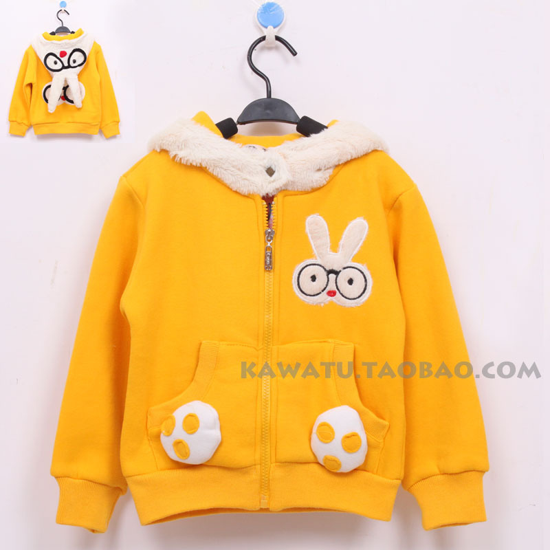 Child autumn cardigan female child thickening fleece outerwear baby clothes girls top ploughboys