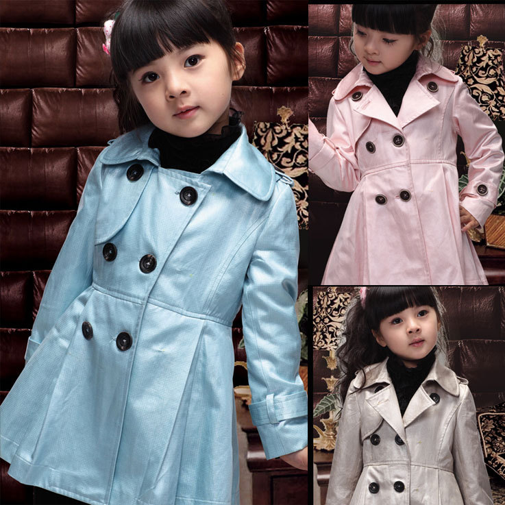 Child autumn outerwear child spring and autumn double breasted female child trench 2012 girls clothing