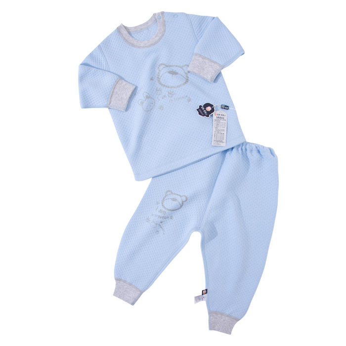 Child baby thermal underwear baby underwear 100% cotton set autumn and winter clip wire thickening newborn clothes