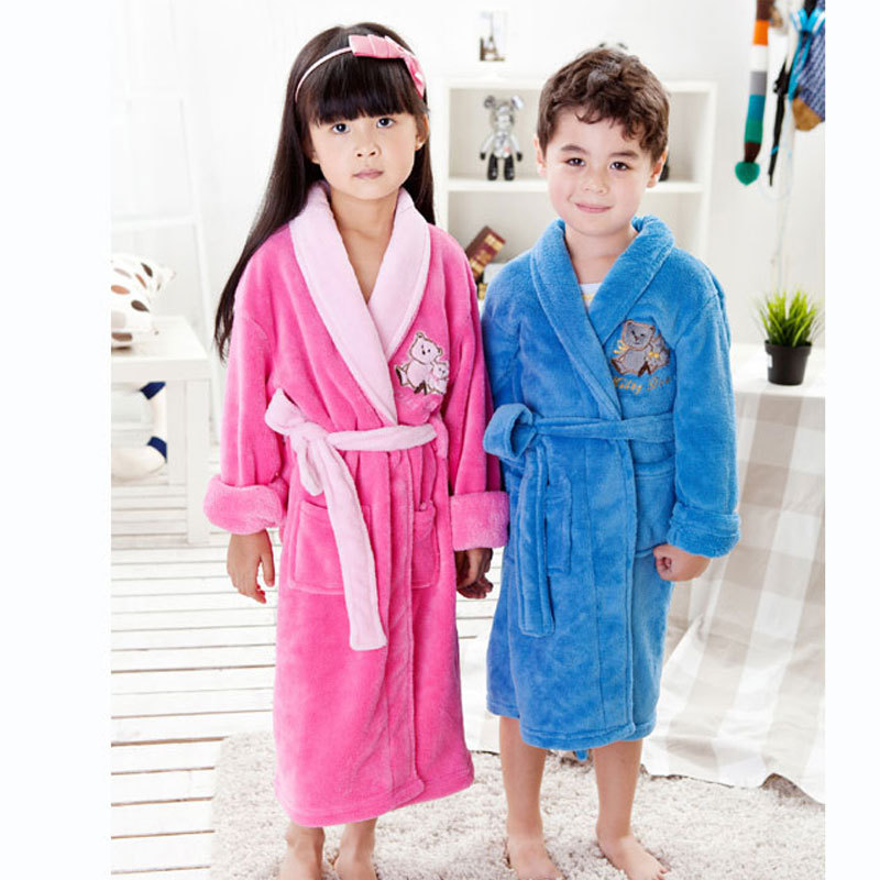 Child bathrobe ultra long child sleepwear parent-child male child female child bathrobe child coral fleece robe