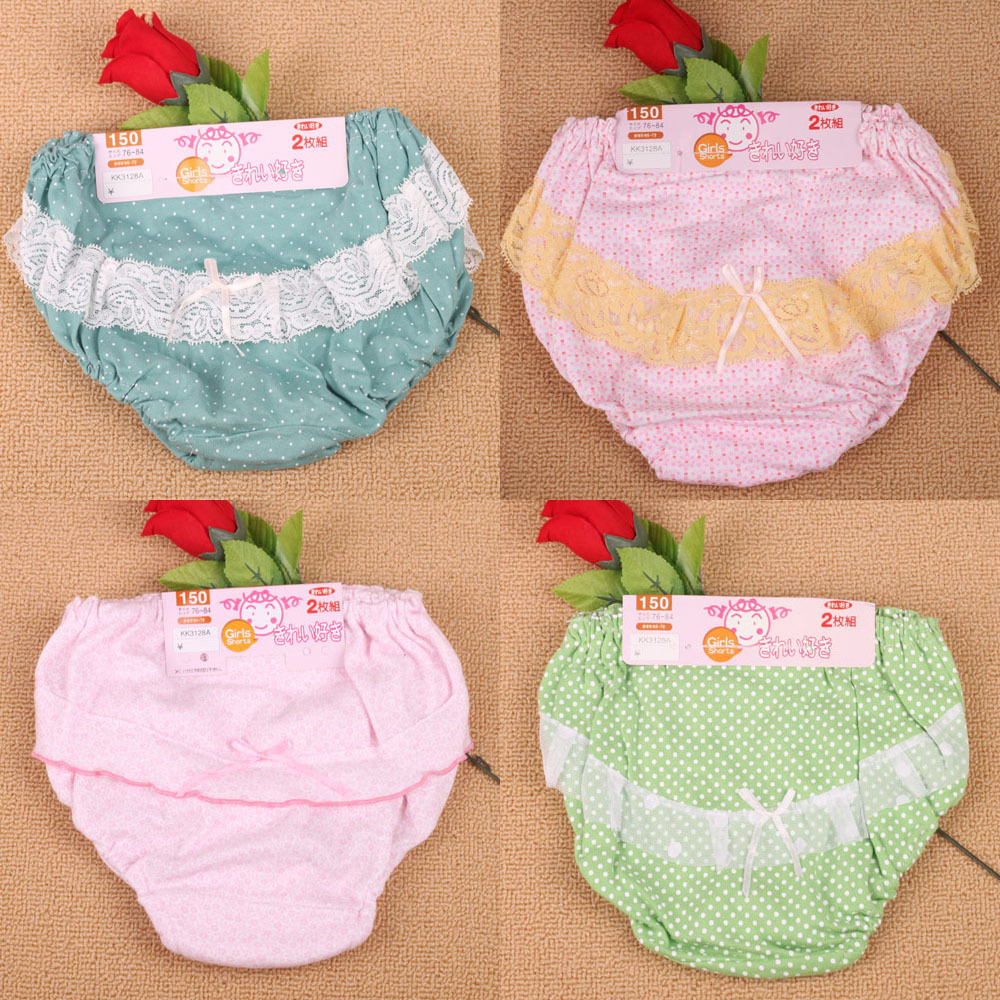 Child bread pants baby bread pants 100% cotton female child panties 8 - 12