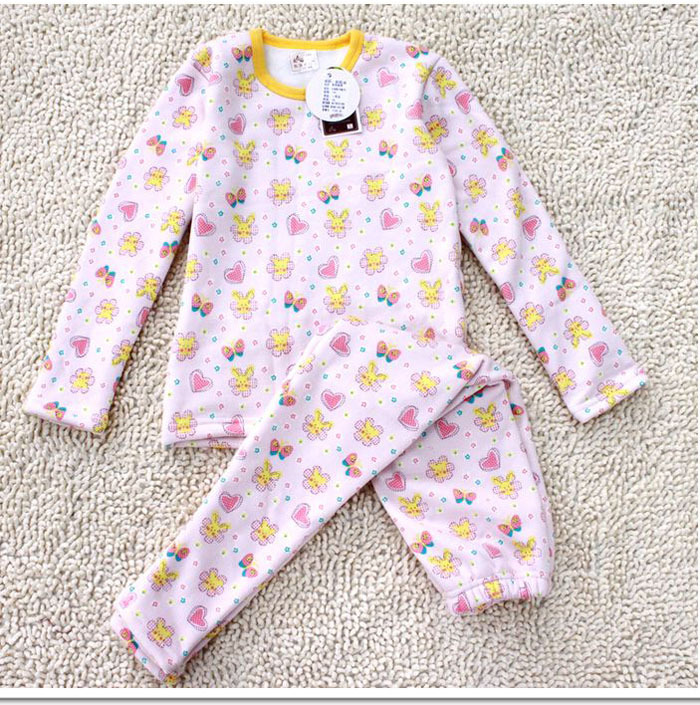 Child child underwear set plus velvet thickening 100% cotton female child sleepwear underwear panties