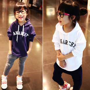 Child clothing female baby spring 2013 100% cotton long-sleeve with a hood sweatshirt t-shirt
