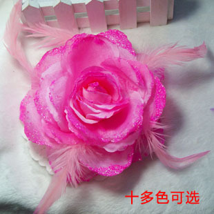 Child dance hair accessory hair accessory bride corsage big flower feather belt rose hair accessory hot-selling