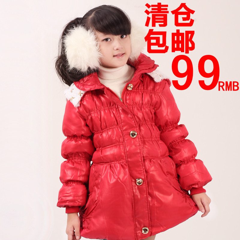 Child down coat girls clothing fashion down outerwear child medium-long