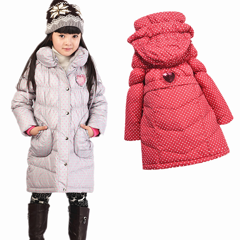 Child down coat love pattern medium-long female child