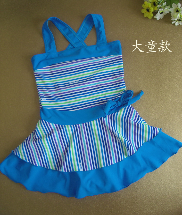 Child dress sports stripe young girl swimwear student one piece plus size children swimwear