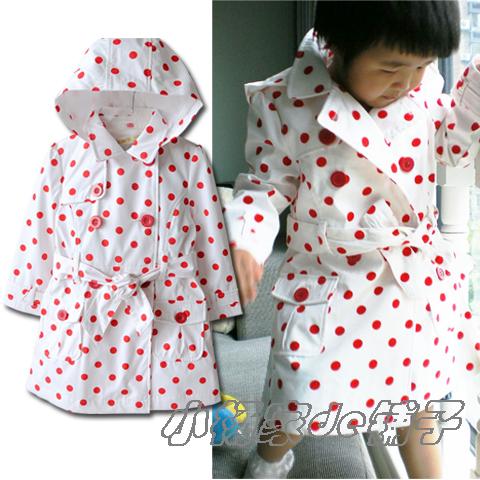 Child female child spring and autumn 100% cotton medium-long cotton trench long outerwear