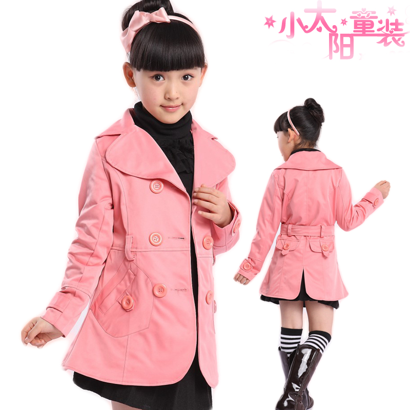 Child female child trench 2013 spring and autumn child princess outerwear medium-long m0001
