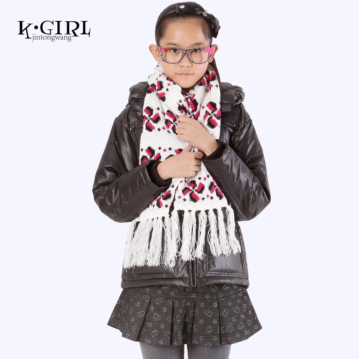 Child girl fashion belt down coat 41008616