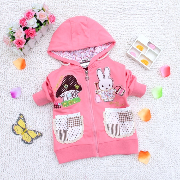 Child girls clothing autumn 2012 100% cotton rabbit girl spring and autumn sweatshirt baby cardigan thin