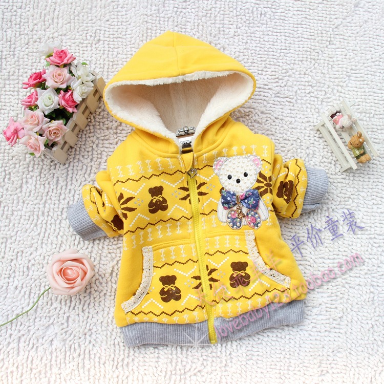 Child girls clothing winter 2012 double layer thickening berber fleece bear outerwear baby wadded jacket cotton-padded jacket 2
