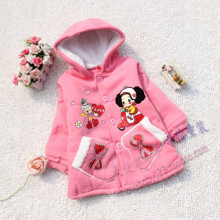 Child girls clothing winter 2013 100% cotton berber fleece overcoat trench outerwear wadded jacket cotton-padded jacket