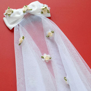 Child hair accessory child hair accessory champagne color small rose white veil clip formal dress