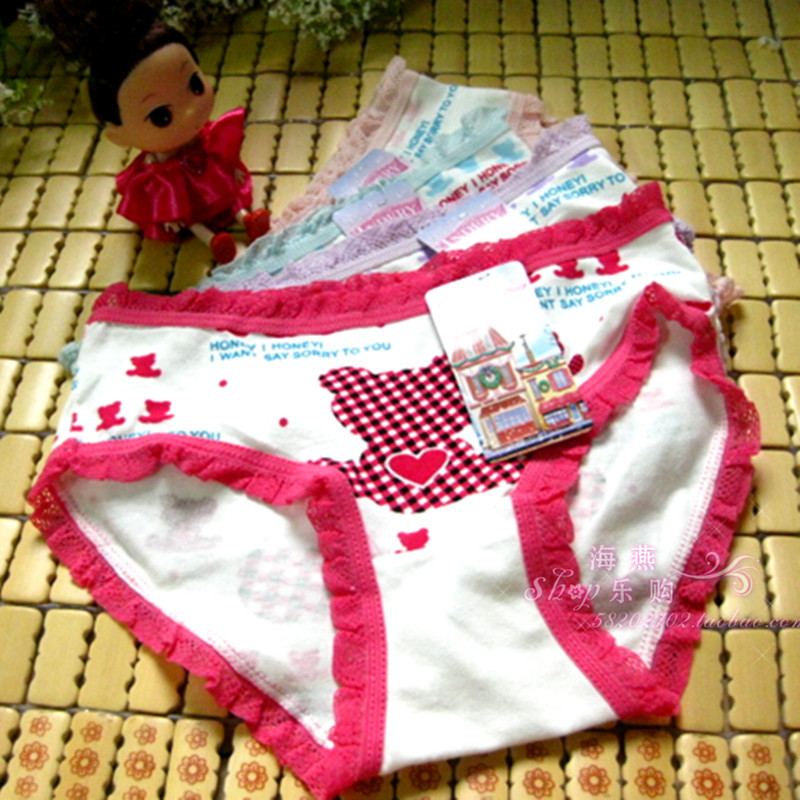 Child panties female child 100% cotton cartoon briefs baby underwear 100% cotton shorts female sleepwear