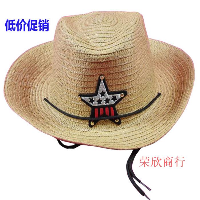 Child paragraph summer sunbonnet beach cap roll up hem hat flat strawhat cowboy hat sun hat