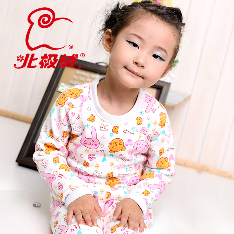 Child plus velvet thickening heart cat female thermal underwear winter thermal underwear