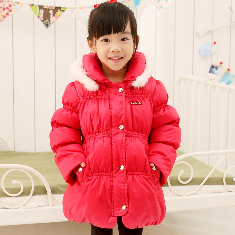 Child set 2012 winter female child medium-long down coat content of cashmere