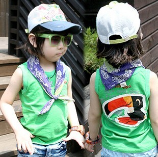 Child summer boys clothing cotton clothing girls 100% summer baby tank
