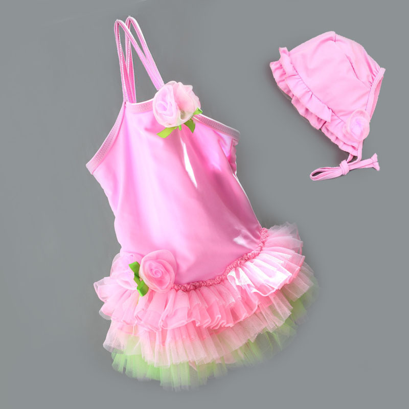 Child swimwear ballet skirt costume baby swimwear female child one-piece swimsuit