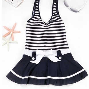 Child swimwear child swimwear one-piece dress young girl navy style