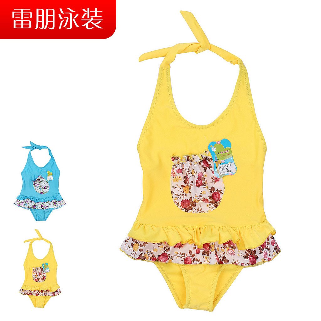 Child swimwear female child spa dance clothes sun girl triangle one piece swimsuit h1226