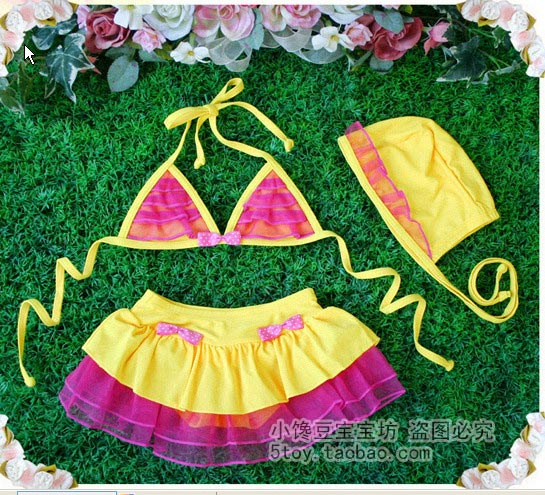 Child swimwear female child split skirt swimsuit little princess girl bikini infant swimwear spa