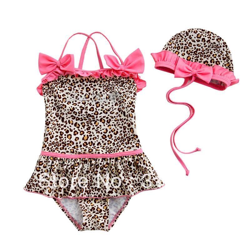 Child swimwear female child swimwear baby fashion leopard print one-piece swimsuit