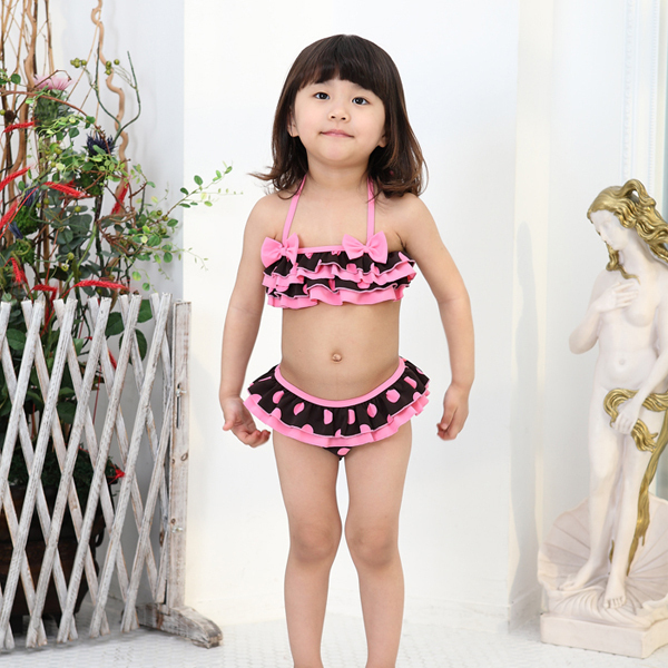 Child swimwear flower butterfly powder dot girl split swimwear baby swimwear