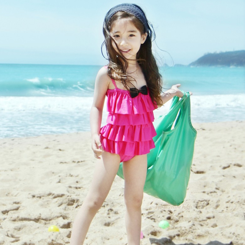 Child swimwear girl swimwear skirt one piece child swimwear female little girl