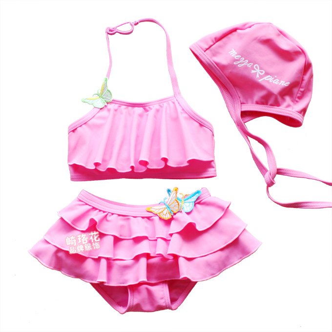 Child swimwear hot spring female child bikini piece set swimming trunks swimwear swimming cap 3 - 4 - 5 - 6 - 7 - 8 - 9