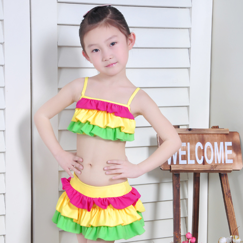 Child swimwear split skirt bikini swimwear female child girl child swimwear spa free shipping