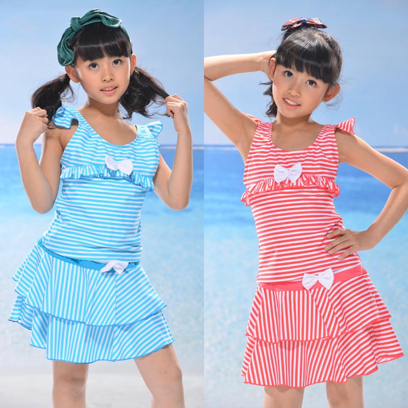 Child swimwear split swimsuit little girl swimwear shirt piece skirt set child swimming equipment
