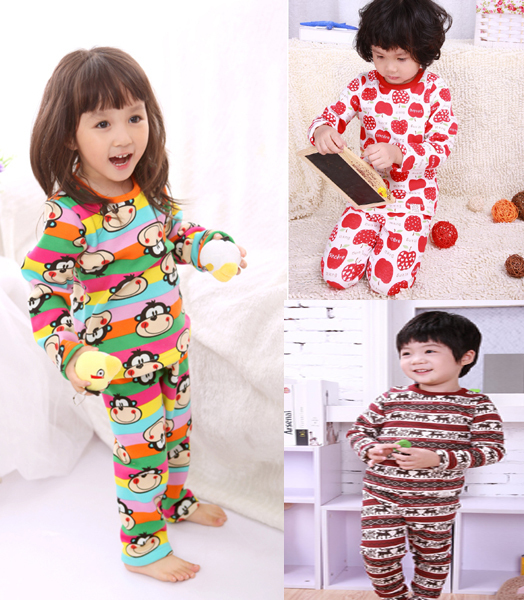 Child thermal underwear goatswool at home service thickening thermal set hot-selling