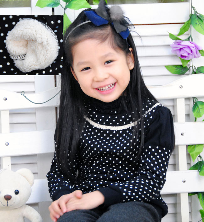 Child thermal underwear plus velvet basic shirt 100% cotton long-sleeve basic shirt turtleneck double layer thickening underwear