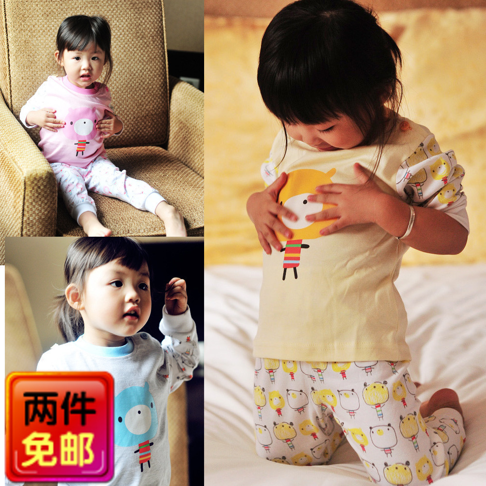 Child thermal underwear set baby long johns long johns set 100% cotton baby lounge