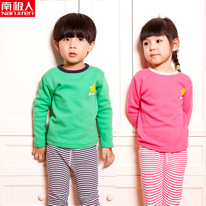 Child thermal underwear set plus velvet thickening children's clothing male child female child baby