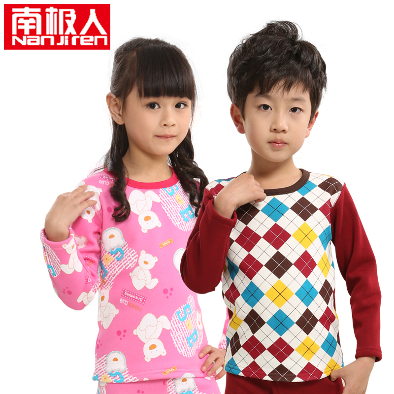 Child thermal underwear set plus velvet thickening children's clothing print autumn and winter long johns