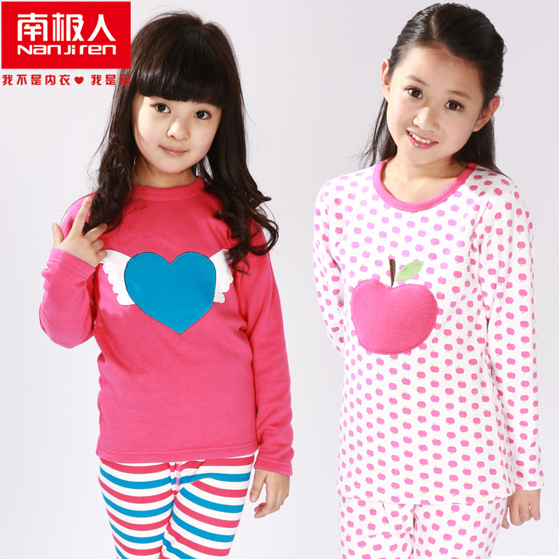 Child thermal underwear set plus velvet thickening female child autumn and winter wadded jacket trousers baby children's